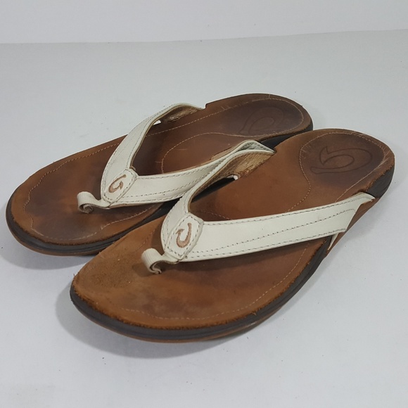 olukai womens leather flip flops